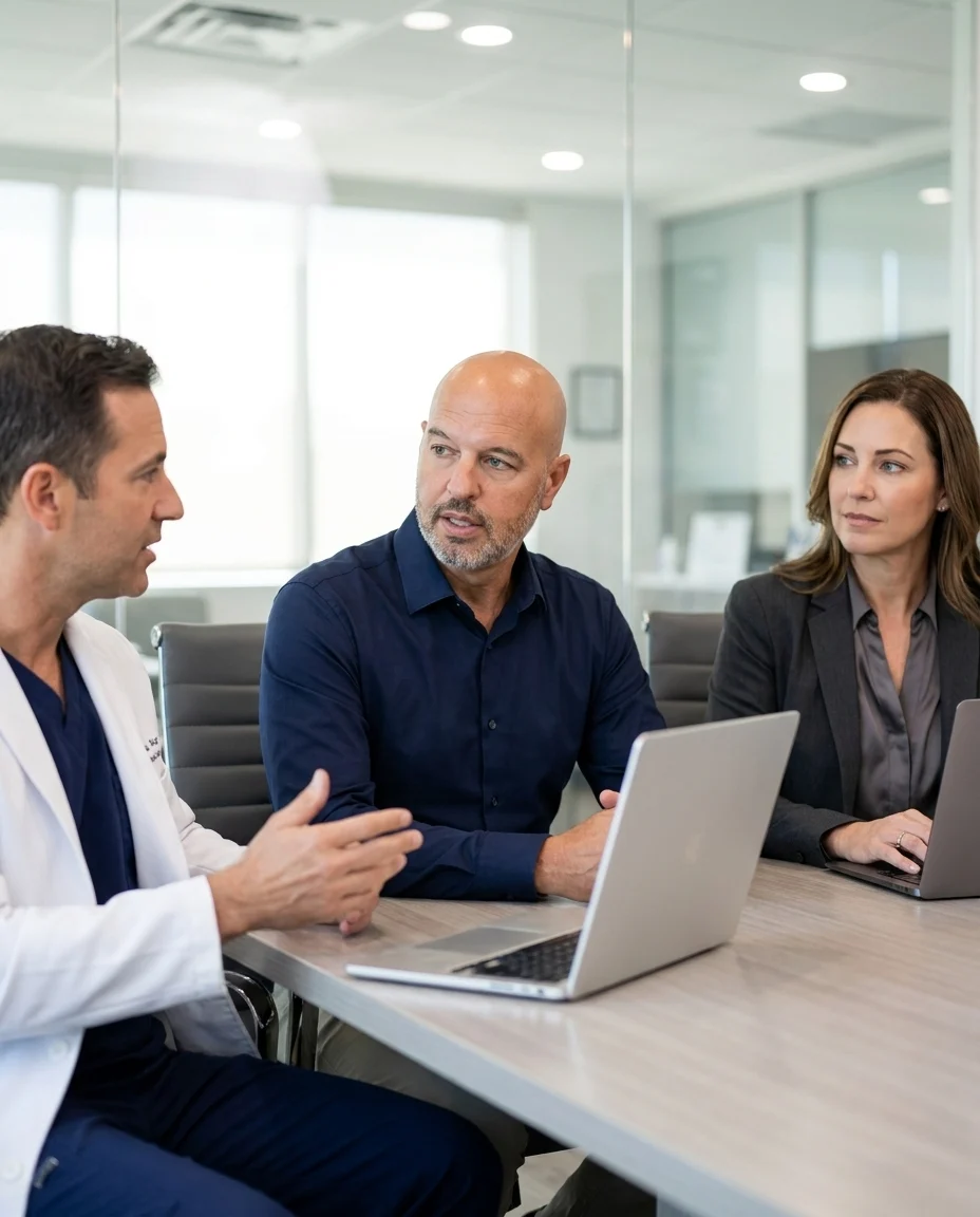 HIPAAWorks founder meeting with a physician and office manager